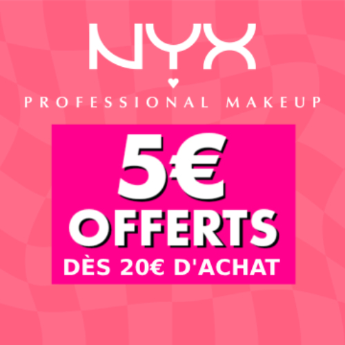 <div align="center" style="color:#000000;">
  <p>
    <strong>5€ offerts dès 20€ d'achat</strong>
    <br>
   dans la marque NYX PROFESSIONAL MAKEUP**
    <br>
    <strong>CODE : NYX05</strong> 
    <br>
    
  </p>
</div>